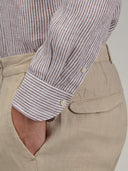 Shirt man xacus stripe linen brown_5