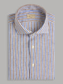 Shirt man xacus stripe linen blue and brown_1