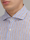 Shirt man xacus stripe linen blue and brown_2