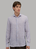 Shirt man xacus stripe linen blue and brown_6