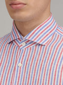 Shirt man xacus stripe linen blue red_2