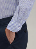 Shirt man xacus stripe linen blue_5