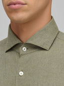 Shirt man xacus solid colour twill army green_2