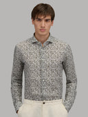 Shirt man xacus pattern linen army green_3