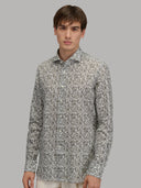 Shirt man xacus pattern linen army green_6