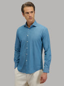 Shirt man xacus solid colour canvas blue jeans_6