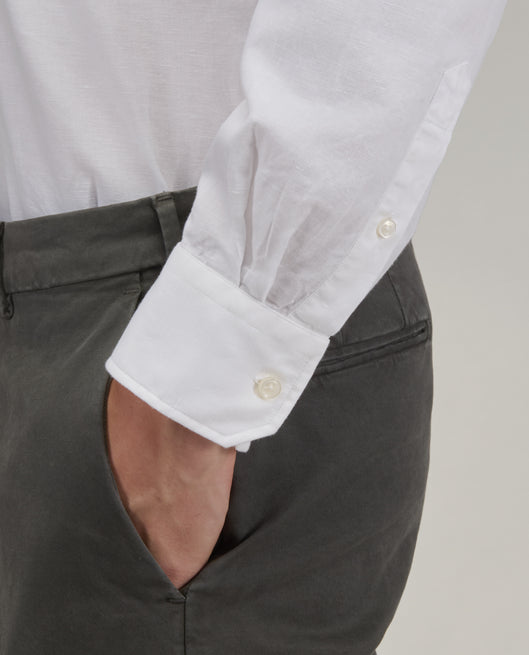 Shirt man xacus solid colour linen white_5