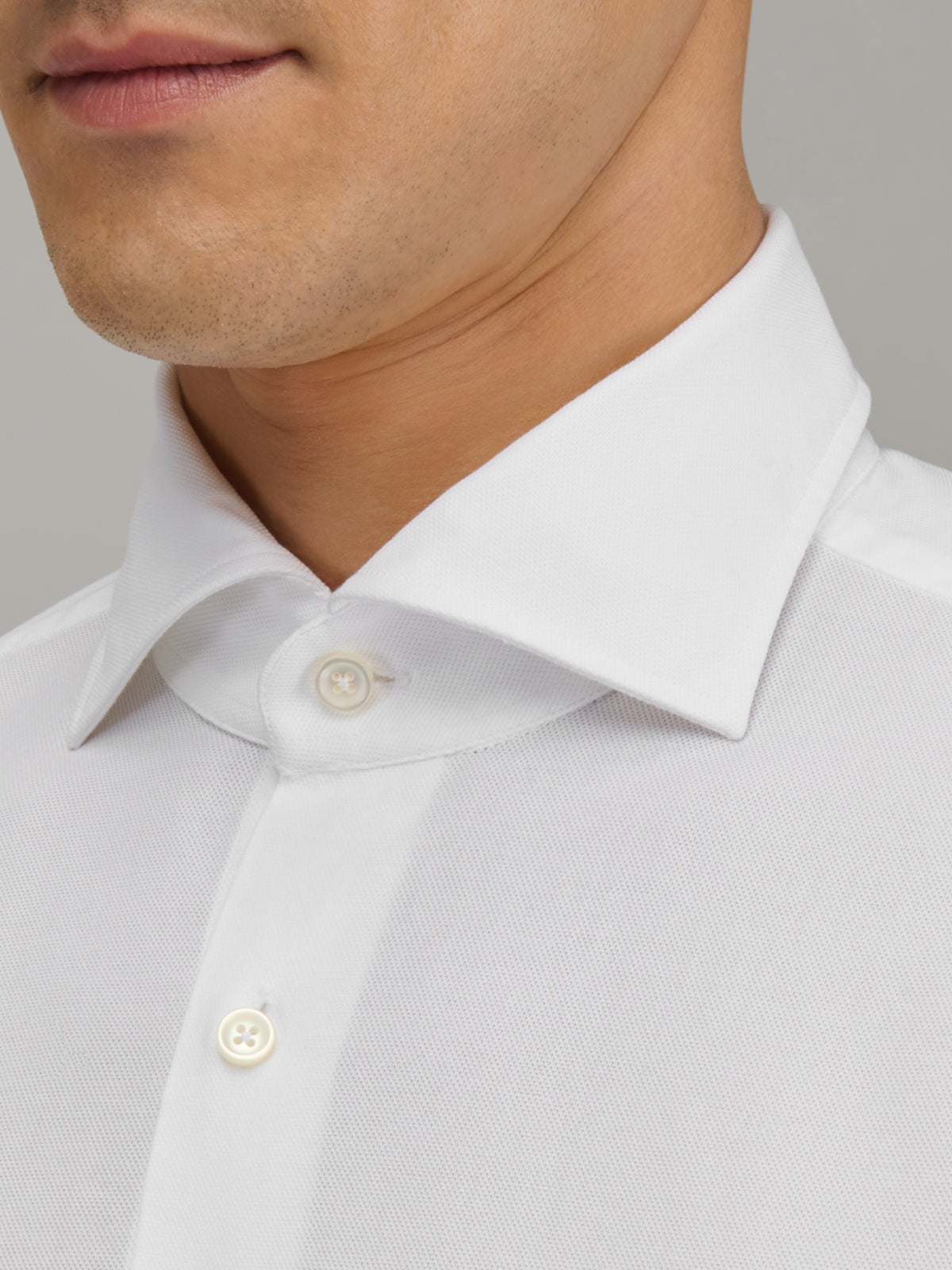 Shirt Collar Cutaway Solid Colour Leno Fabric White – Xacus