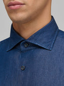 Shirt man xacus solid colour canvas blue jeans_2