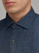 Shirt man xacus solid colour twill blue jeans_2