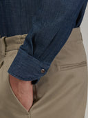 Shirt man xacus solid colour twill blue jeans_5