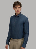 Shirt man xacus solid colour twill blue jeans_6