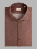 Shirt man xacus solid colour twill brown_1