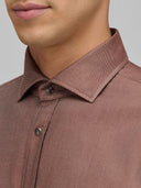 Shirt man xacus solid colour twill brown_2