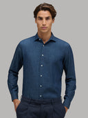 Shirt man xacus check twill dark blue_3