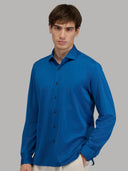 Shirt man xacus solid colour seersucker blue royal_6
