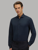 Shirt man xacus solid colour seersucker navy blue_3