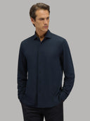 Shirt man xacus solid colour seersucker navy blue_6
