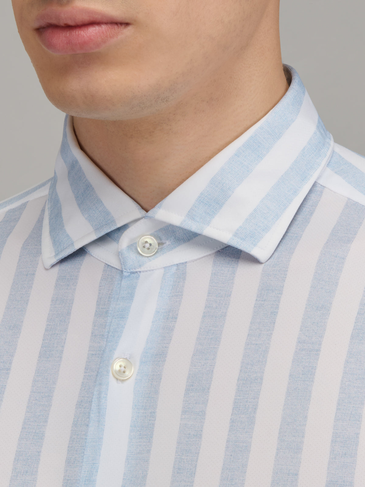 Shirt Collar Small Cutaway Stripe Textured Light Blue – Xacus