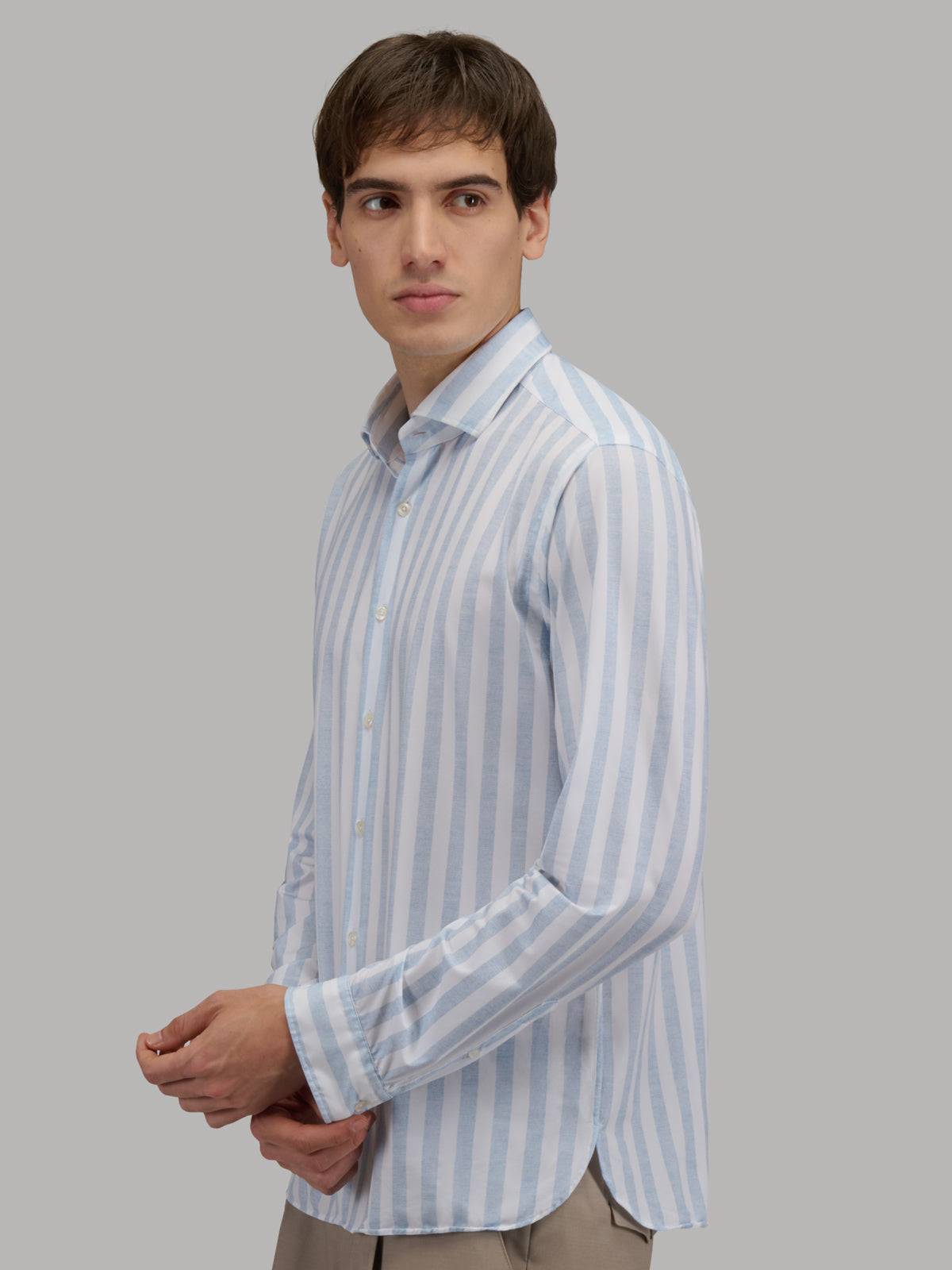 Shirt Collar Small Cutaway Stripe Textured Light Blue – Xacus