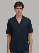 Shirt man xacus solid colour seersucker navy blue_3