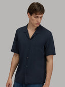 Shirt man xacus solid colour seersucker navy blue_6