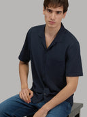 Shirt man xacus solid colour seersucker navy blue_7