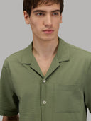 Shirt man xacus solid colour seersucker army green_7