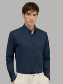 Shirt man xacus solid colour oxford navy blue_3