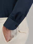 Shirt man xacus solid colour oxford navy blue_5