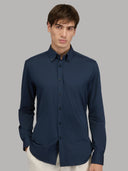 Shirt man xacus solid colour oxford navy blue_6