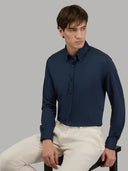 Shirt man xacus solid colour oxford navy blue_7