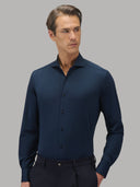 Shirt man xacus solid colour oxford navy blue_3