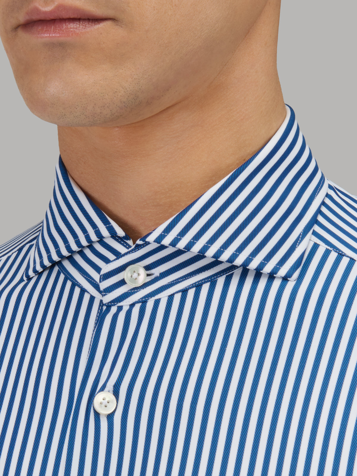 Shirt Collar Cutaway Stripe Twill Blue – Xacus