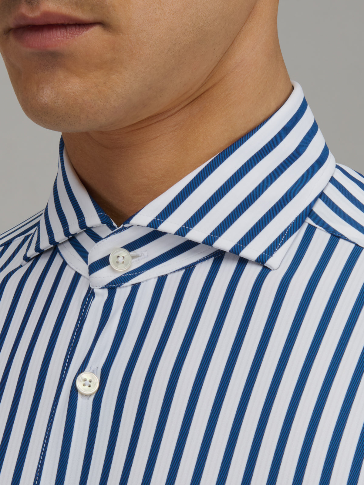 Shirt Collar Cutaway Stripe Textured Blue and white – Xacus