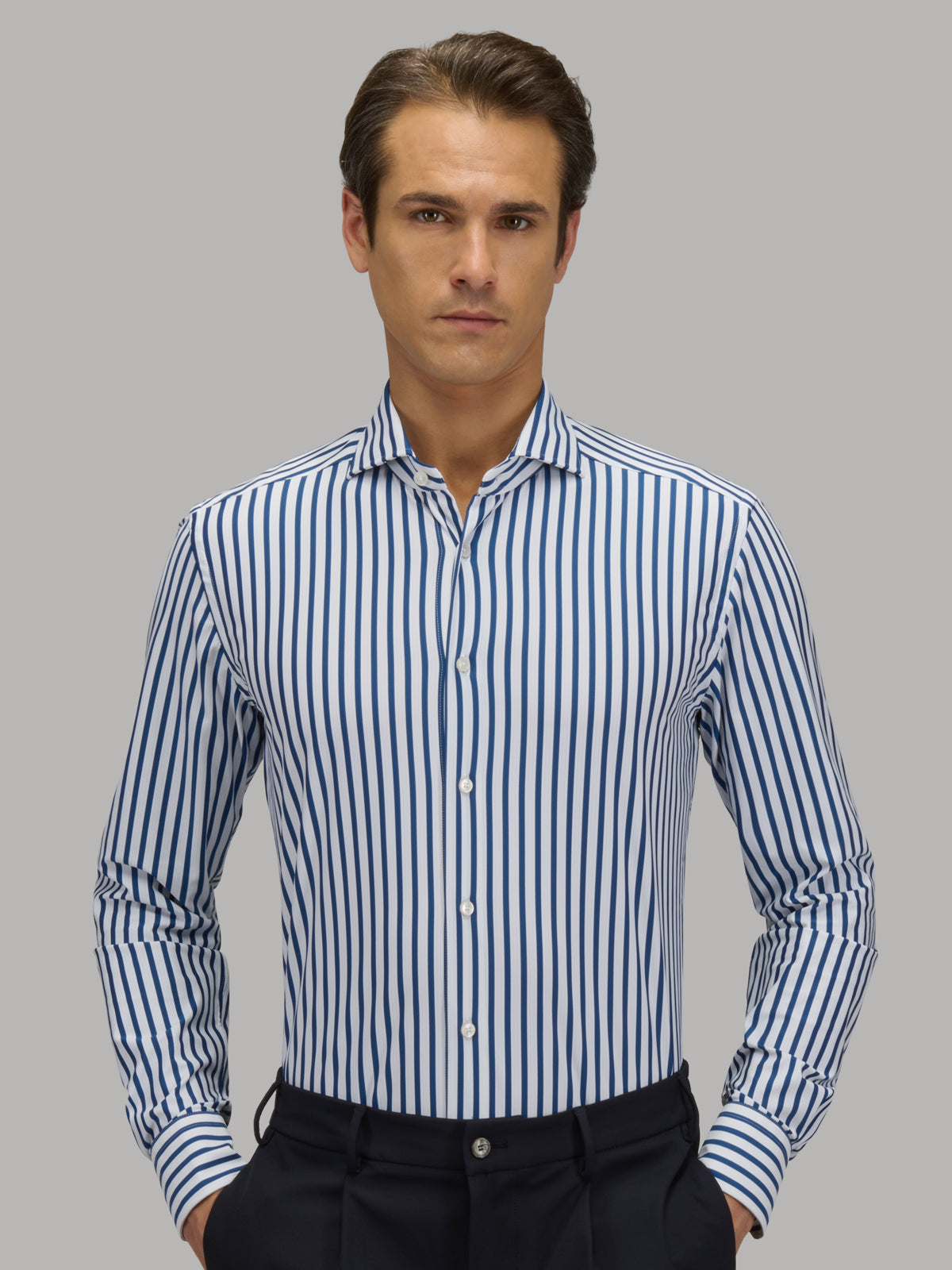 Shirt Collar Cutaway Stripe Textured Blue and white – Xacus