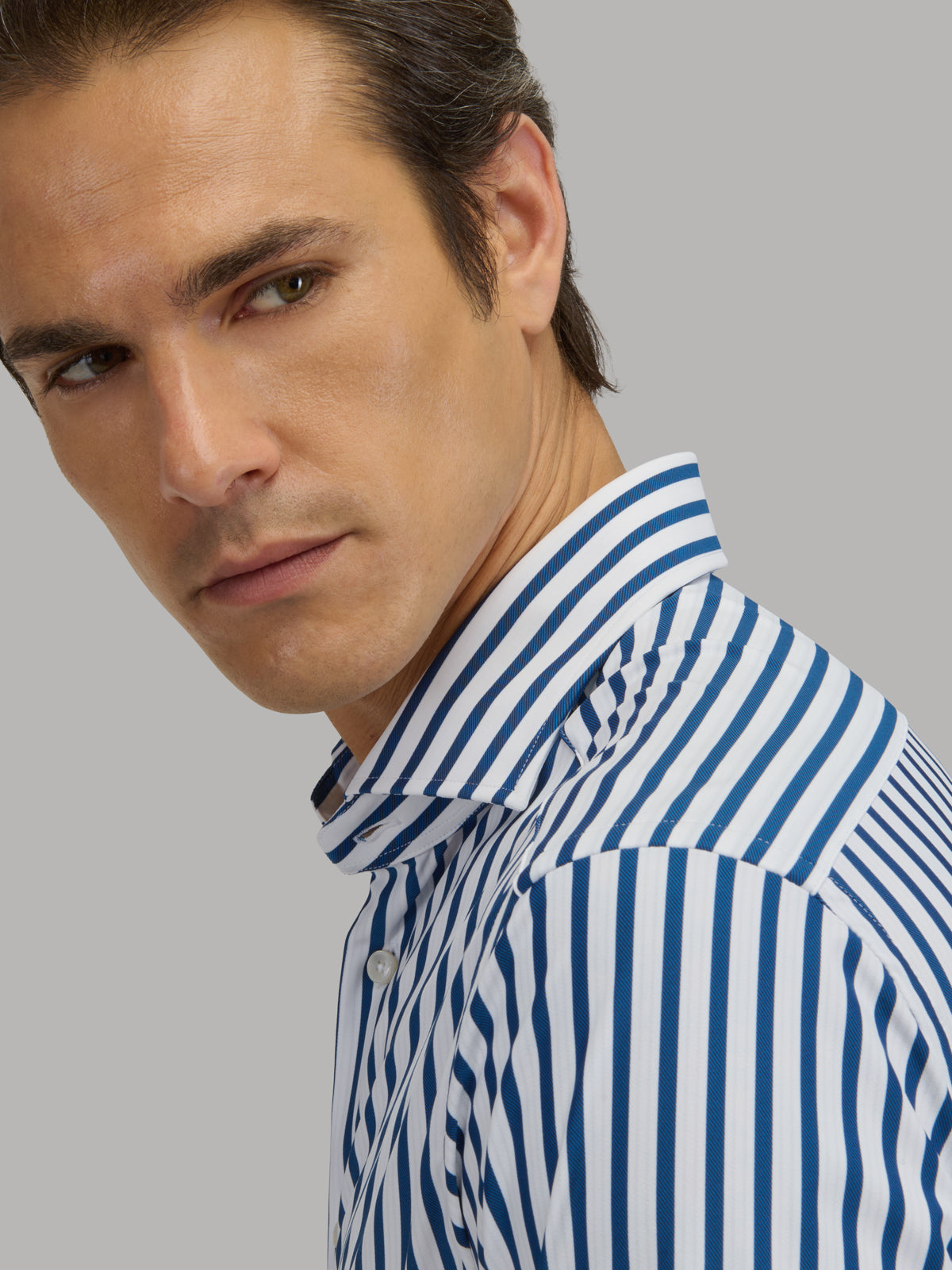 Shirt Collar Cutaway Stripe Textured Blue and white – Xacus
