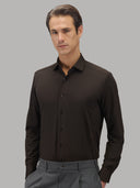 Shirt man xacus solid colour twill brown_3