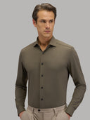 Shirt man xacus solid colour textured brown_3
