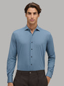 Shirt man xacus solid colour textured airforce blue_3