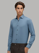 Shirt man xacus solid colour textured airforce blue_6