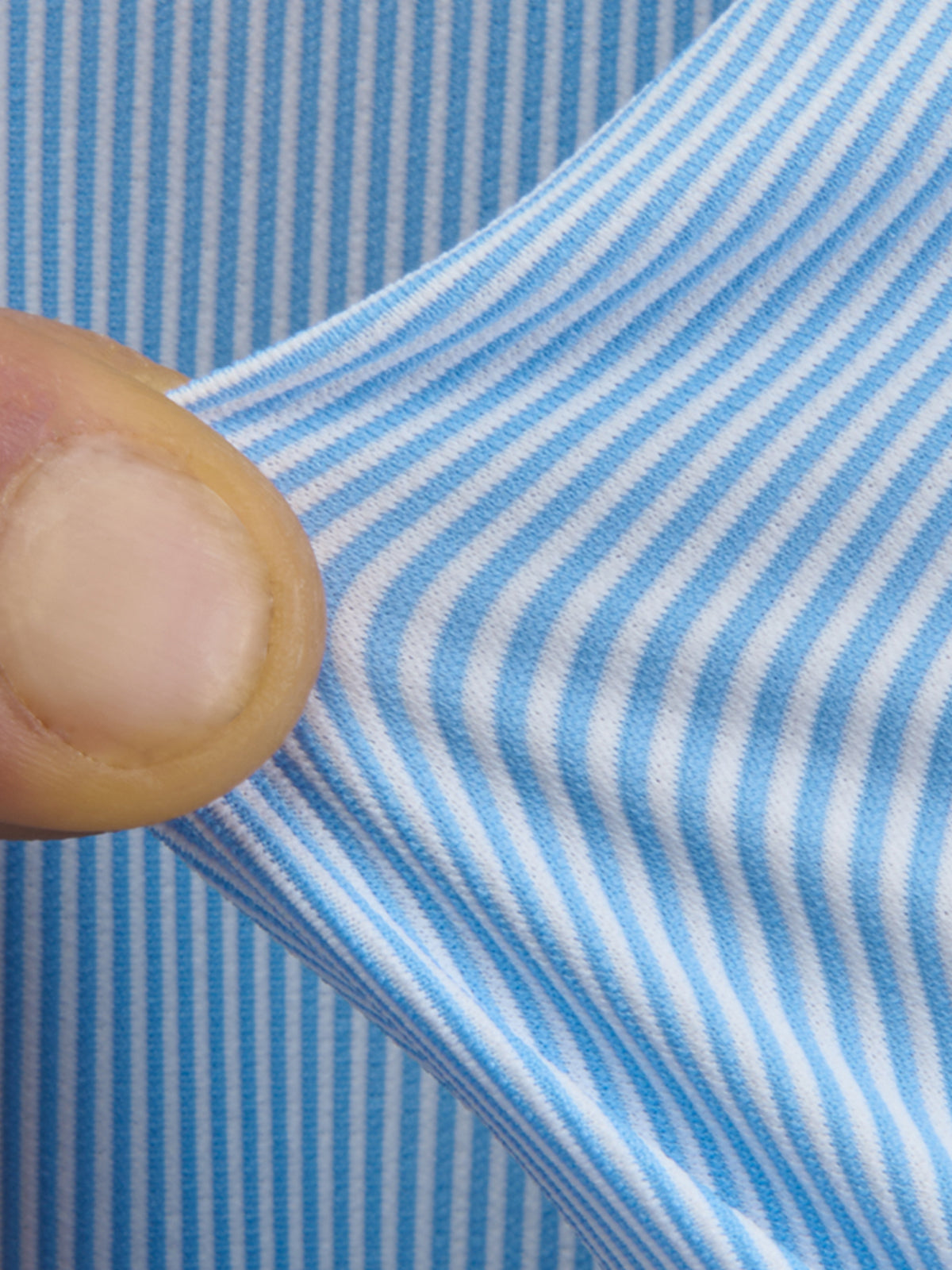 Camisa Cuello Francés Pequeño Rayas Sarga Celeste