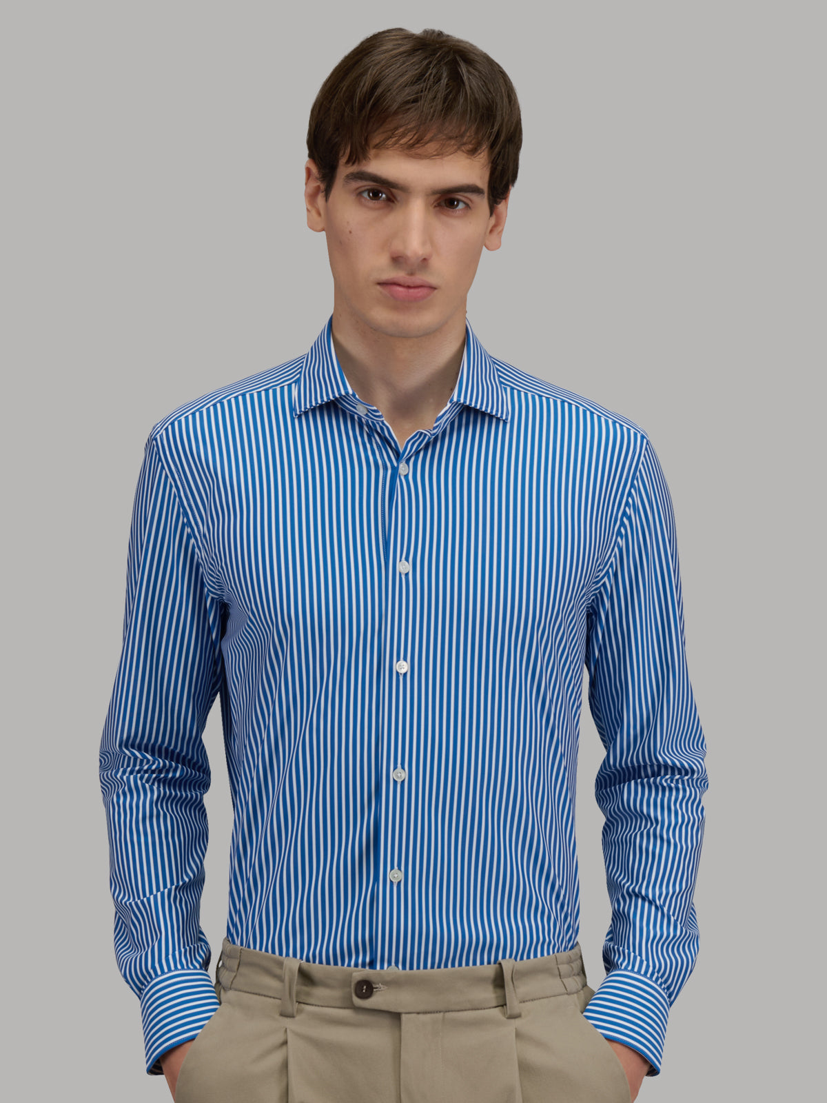 Shirt Collar Small Cutaway Stripe Twill Blue – Xacus