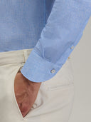 Shirt man xacus pattern textured light blue melange_5