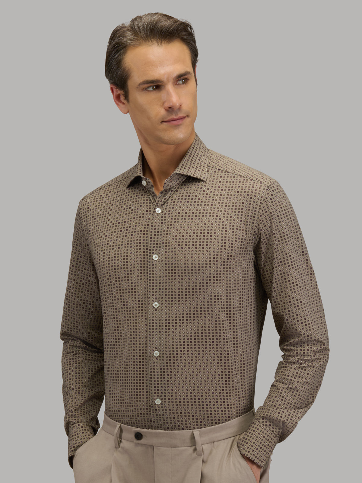 Shirt Collar Small Cutaway Pattern Textured Mud – Xacus