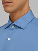 Shirt man xacus solid colour textured blue jeans_2