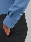 Shirt man xacus solid colour textured blue jeans_5