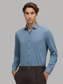 Shirt man xacus solid colour textured airforce blue_3