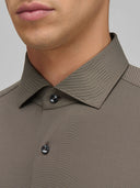Shirt man xacus solid colour textured brown_2