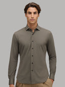 Shirt man xacus solid colour textured brown_3